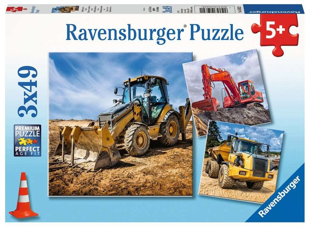 Baufahrzeuge im Einsatz   - Ravensburger Kinderpuzzle 3x49 Teile