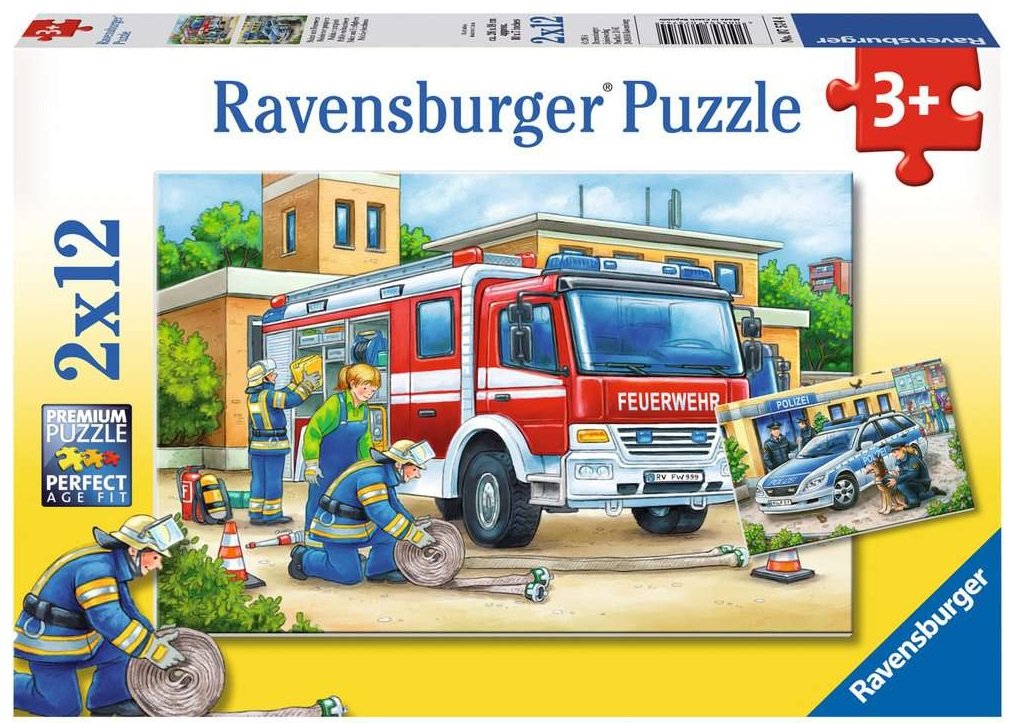 Polizei und Feuerwehr  - Ravensburger Kinderpuzzle 2x12 Teile