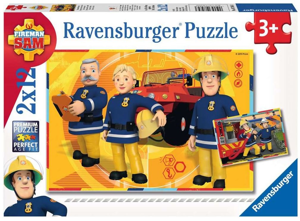 Feuerwehrmann Sam im Einsatz  - Ravensburger Kinderpuzzle 2x12 Teile