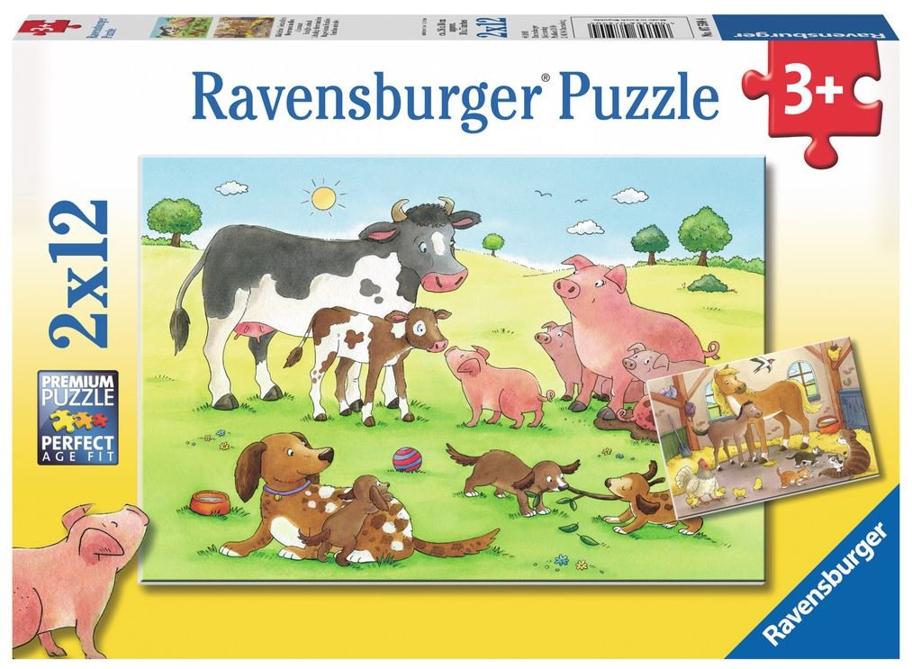 Glückliche Tierfamilien    - Ravensburger Kinderpuzzle 2x12 Teile