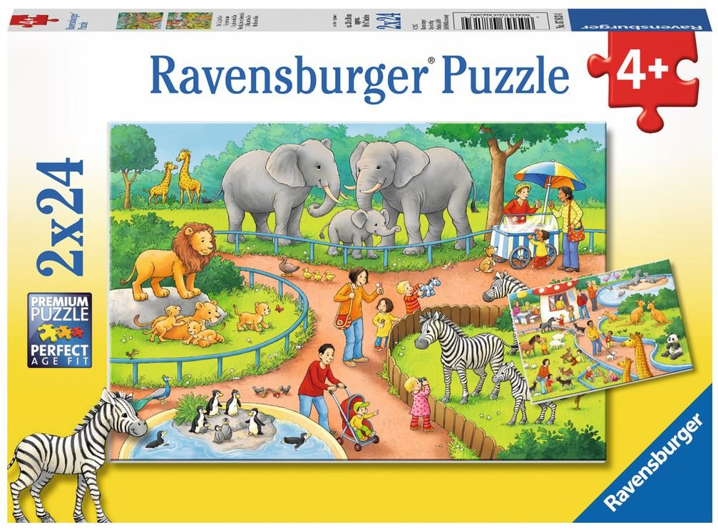 Ein Tag im Zoo   - Ravensburger Kinderpuzzle 2x24 Teile