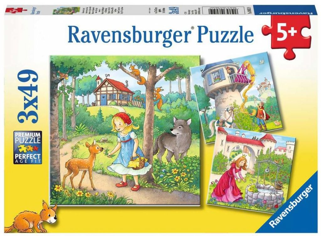 Rapunzel, Rotkäppchen & der Froschkönig  - Ravensburger Kinderpuzzle 3x49 Teile