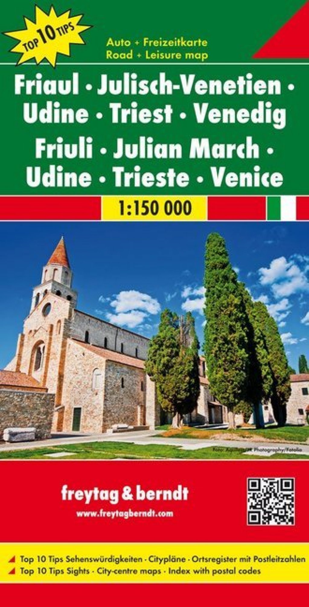 Karte Freytag & Berndt Auto + Freizeitkarte Friaul - Julisch-Venetien - Udine - Triest - Venedig, Top 10 Tips, Autokarte 1:150.000.    Friulia, Julian March, Udine, Triest, Venice