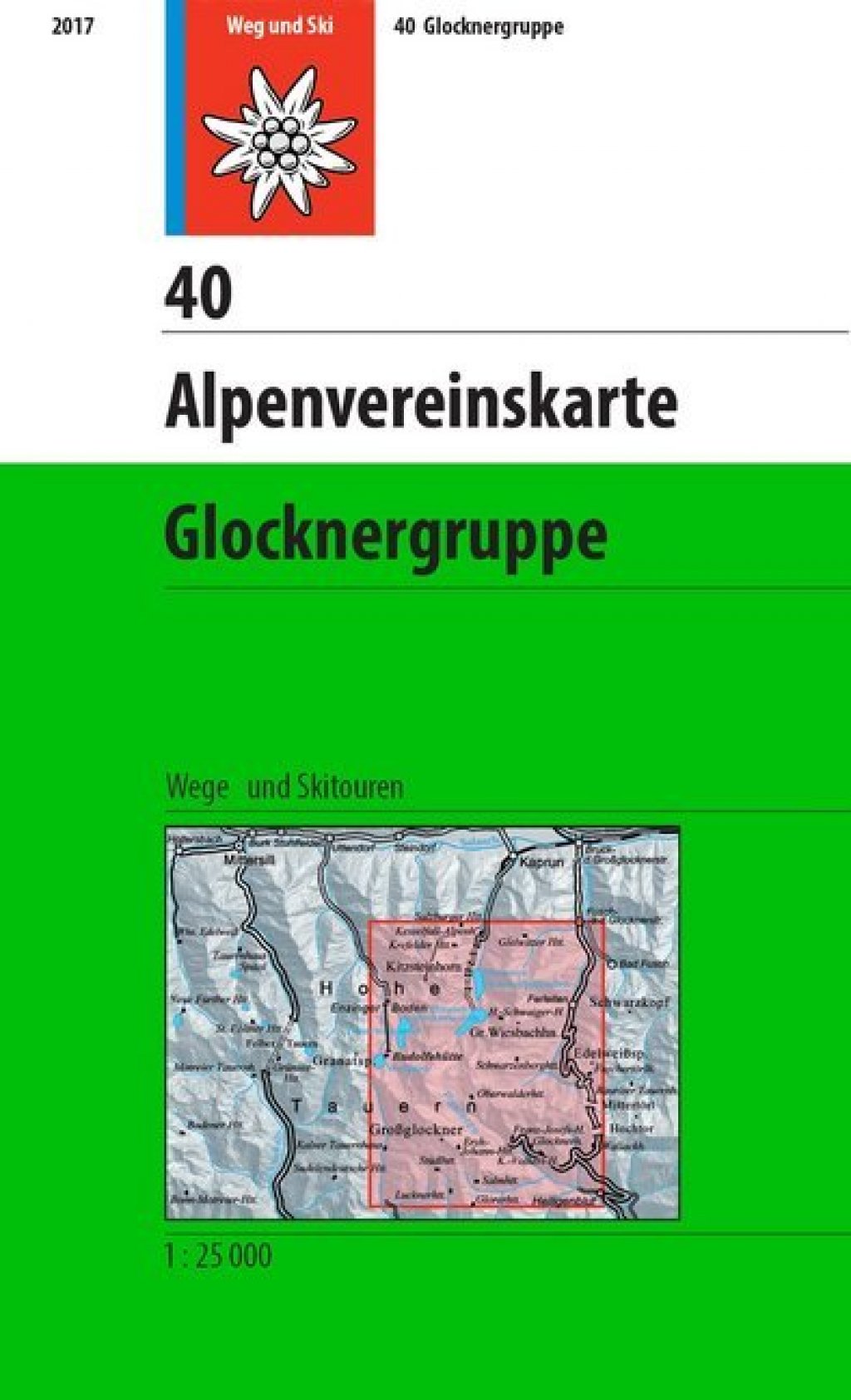 Alpenvereinskarte Glocknergruppe.   Wege und Skitouren.